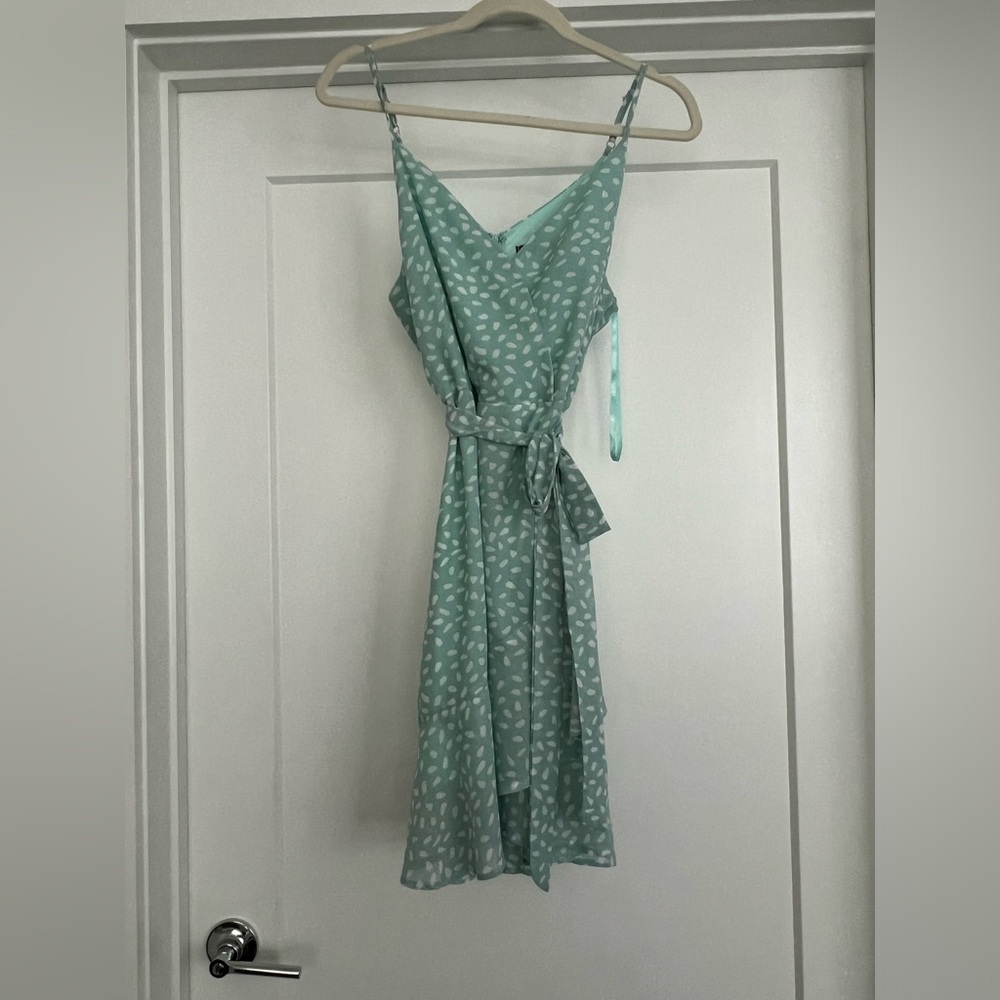 Blue green polka dot dress